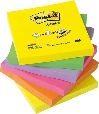 Post-it Haftnotiz 7000080709 76 mm x 76 mm Neongelb, Neongrün, Neonpink, Neon-Lila, Neonorange 600 Blatt