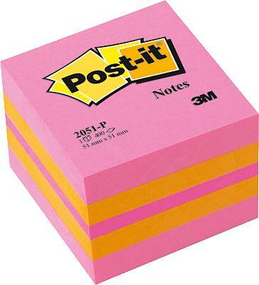 Post-it® Haftnotizwürfel Mini/2051-P 51x51 mm pink Inh.400 Blatt