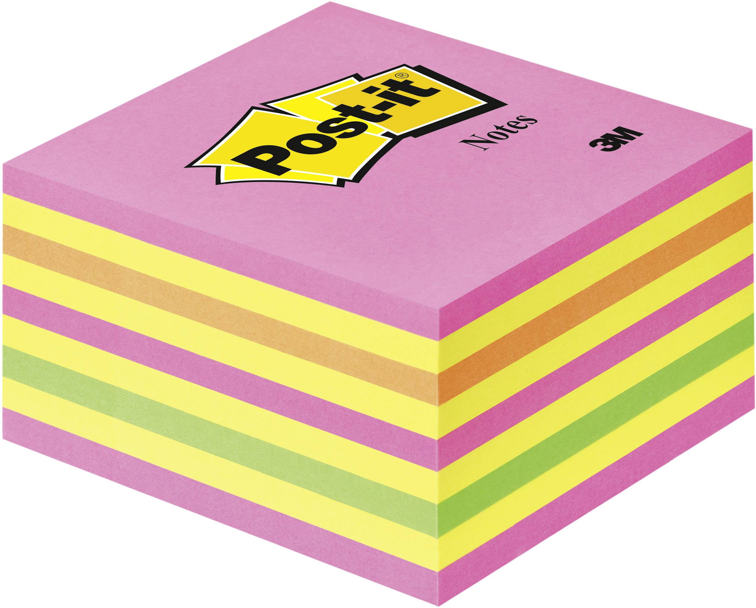 Post-it Haftnotizwürfel 2028NP 76 mm x 45 mm Neonpink, Neongrün, Rosa, Gelb 450 Blatt