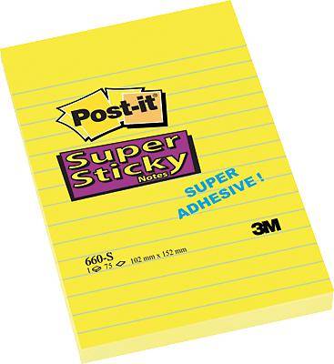 Post-it® Notes Super Sticky/660S 102x152 mm narzissengelb liniert Inh.75 Blatt