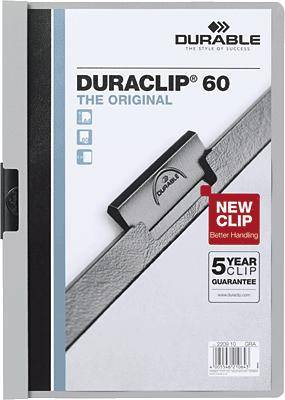 DURABLE Klemmmappe DURACLIP 60 220910 DIN A4 Hartfolie grau