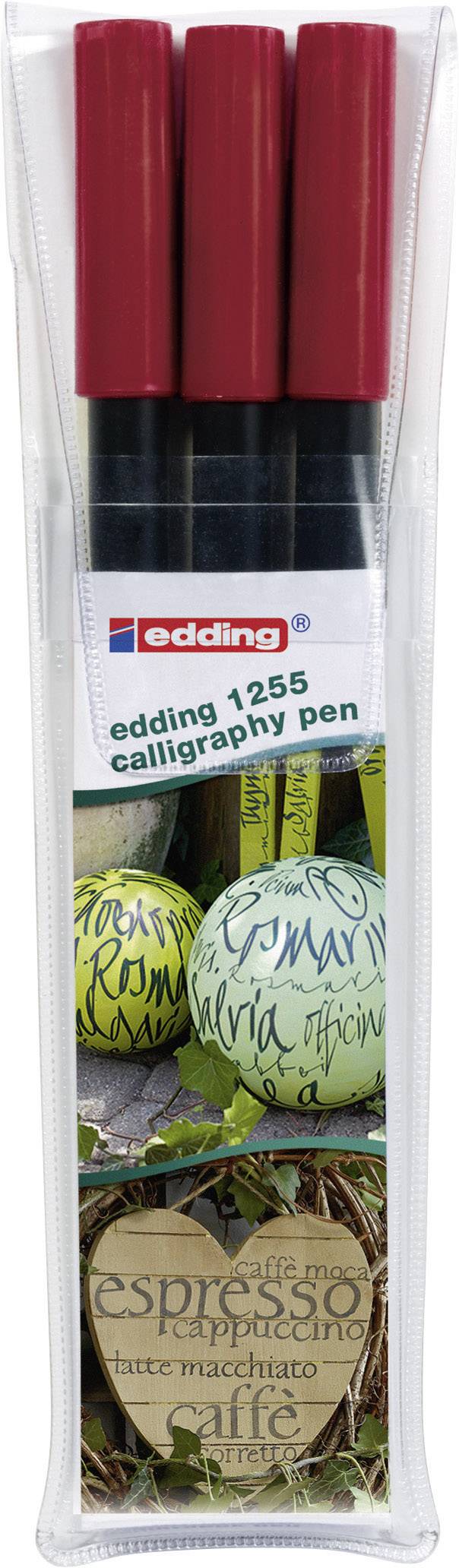 Kalligrafie-Stift edding 1255 3 Strichbreiten karmesin VE=3 Stück