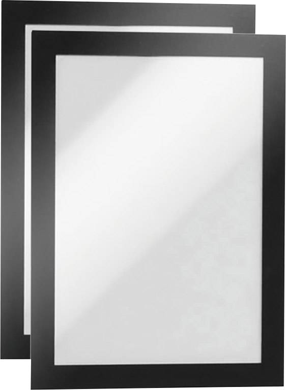 Zwei schwarze Bilderrahmen mit weißen Hintergründen, die leicht versetzt übereinander liegen.