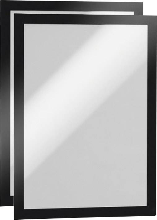 Zwei schwarze Rahmen mit spiegelnder Oberfläche vor weißem Hintergrund.