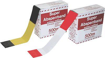 Absperrband L.500m B.80mm gelb/schwarz geblockt 500m/Karton KELMAPLAST