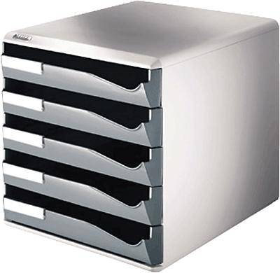 Leitz Schubladenbox 52800089 DIN A4 5Schubfächer lichtgr/d.gr