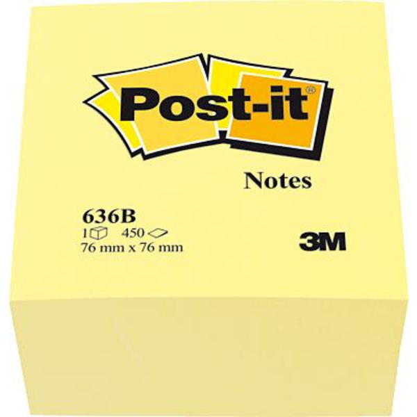 Post-it Haftnotizwürfel 636B 76mm x 45mm Gelb 450 Blatt