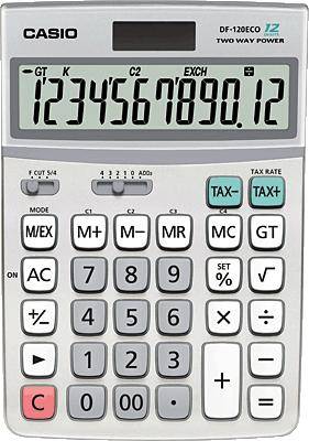 CASIO Tischrechner DF-120 ECO, Solar-/ Batteriebetrieb