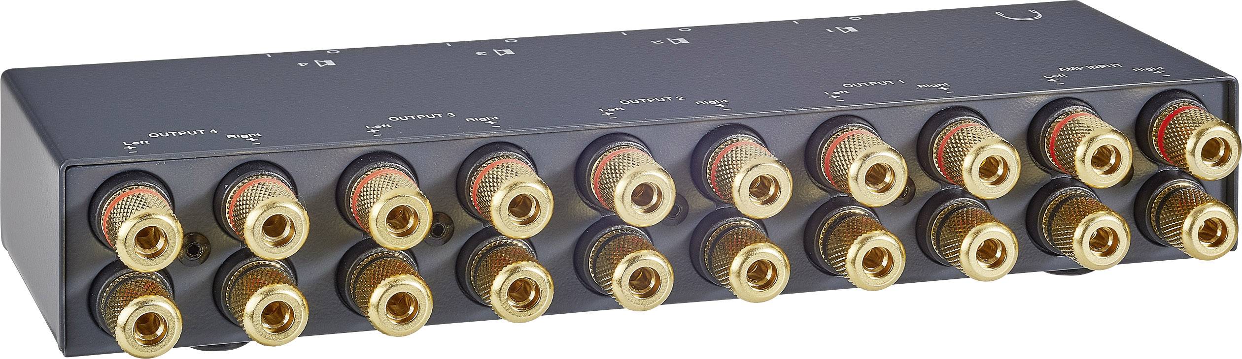 B-Tech BT-913 4 Port Lautsprecher-Umschalter vergoldete Steckkontakte Schwarz