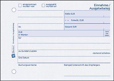 Einnahme-Ausgabebeleg A6 Recycling VE=50 Blatt mit Ausfüllhilfe