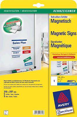 Avery Zweckform InkJet-Magnetschilder/J8867-5 210x297 mm weiß Inh.5