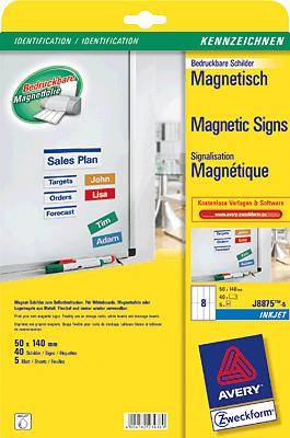 Avery Zweckform InkJet-Magnetschilder/J8875-5 50x140 mm weiß Inh.40