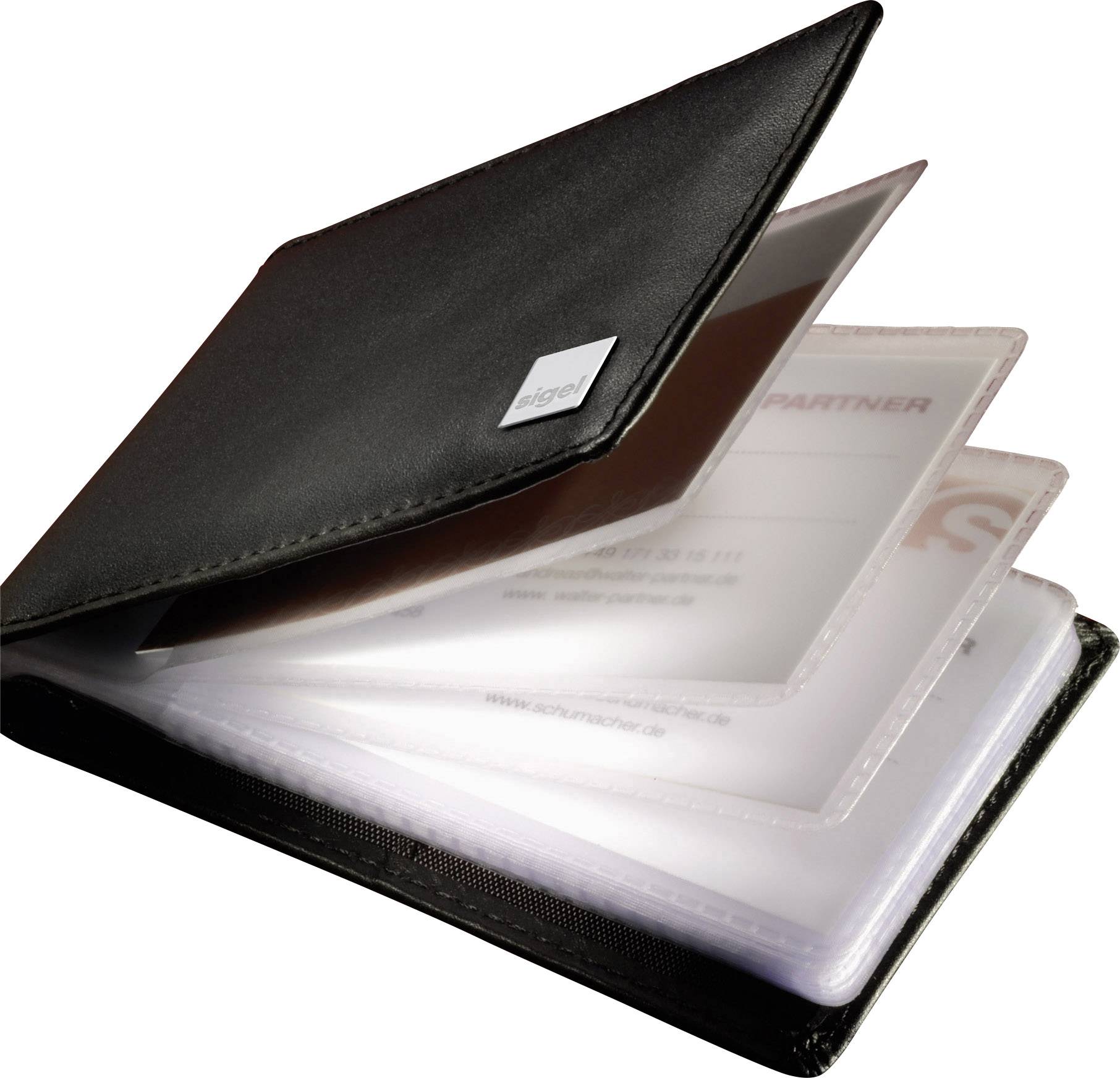 Sigel VZ201 Torino Visitenkartenmappe 40 Karten (B x H x T) 110 x 75 x 16 mm Schwarz Rindsleder