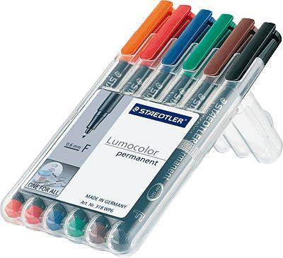 Staedtler 318 WP6 Permanentmarker Schwarz, Gelb, Orange, Braun 0.6 mm