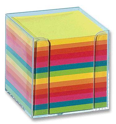 Folia Zettelbox glasklar farbig/9902 95x95x95 mm bunt