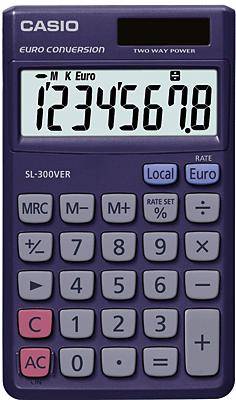 Casio SL-300VER Taschenrechner Blau Display (Stellen): 8 solarbetrieben, batteriebetrieben (B x H x T) 70 x 7.5 x 118.5 mm