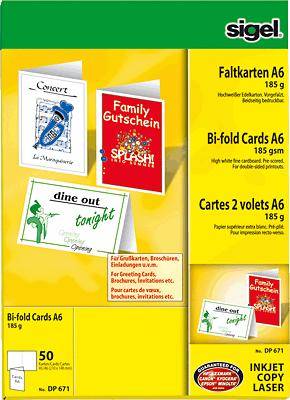 Faltkarten A6 hochweiß 185 g/qm VE=50 Stück
