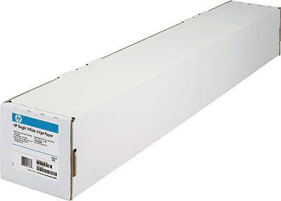 Eine weiße Kartonverpackung für HP Bright White Inkjet Paper, rechteckige Form, mit Produktetikett und Barcode.