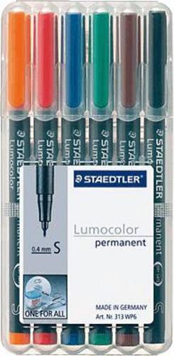 Staedtler Lumocolor® permanent pen 313 313 WP6 Permanentmarker Rot, Blau, Orange, Grün, Braun, Schw