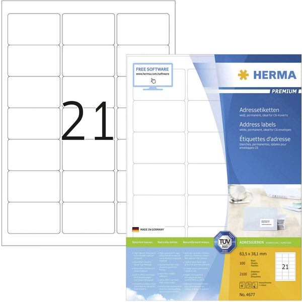 HERMA Universal-Etiketten PREMIUM, 63,5 x 38,1 mm, weiß HERMA Universal-Etiketten PREMIUM, 63,5 x 38,1 mm, weiß