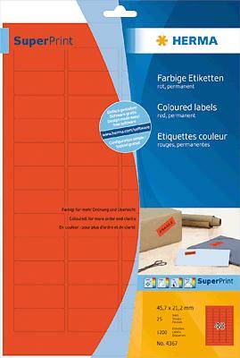 HERMA Special - Papier - matt - permanent selbstklebend - Rot - 45.7 x 21.2 mm 960 Etikett(en) (20 Bogen x 48)