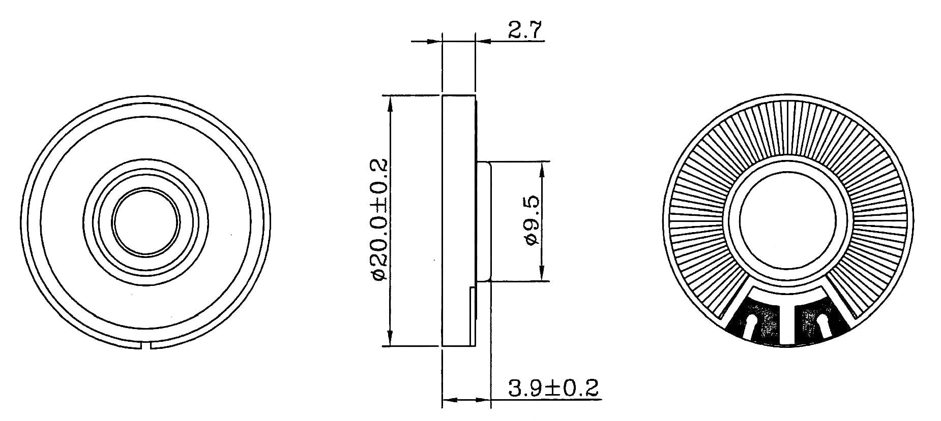 LSF-20 M/N 0.79 Zoll 2cm Kleinlautsprecher 0.1W 8Ω Schwarz