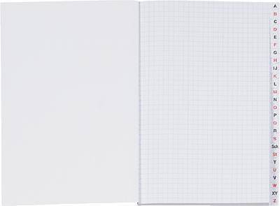 Registerbuch,DIN A5,kariert,96 Blatt,Einband Karton,glanzlackiert,rot