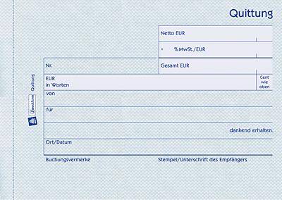 Avery Zweckform 1250 Quittungen mit MwSt-Nachweis, DIN A6 quer, weiß, 100 Blatt