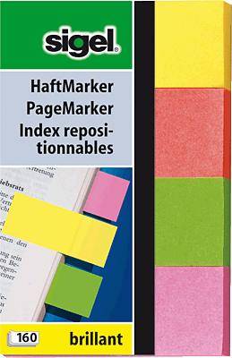 sigel Haftmarker Brillant/HN630 50x 80 mm gelb/rot/grün/pink Inh.160