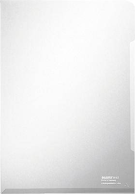 Ein schlichtes, transparentes Plastikheft im A4-Format mit leichtem Glanzeffekt.