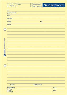 Avery Zweckform 1018 Gesprächsnotizen, DIN A5 hoch, gelb, 50 Blatt