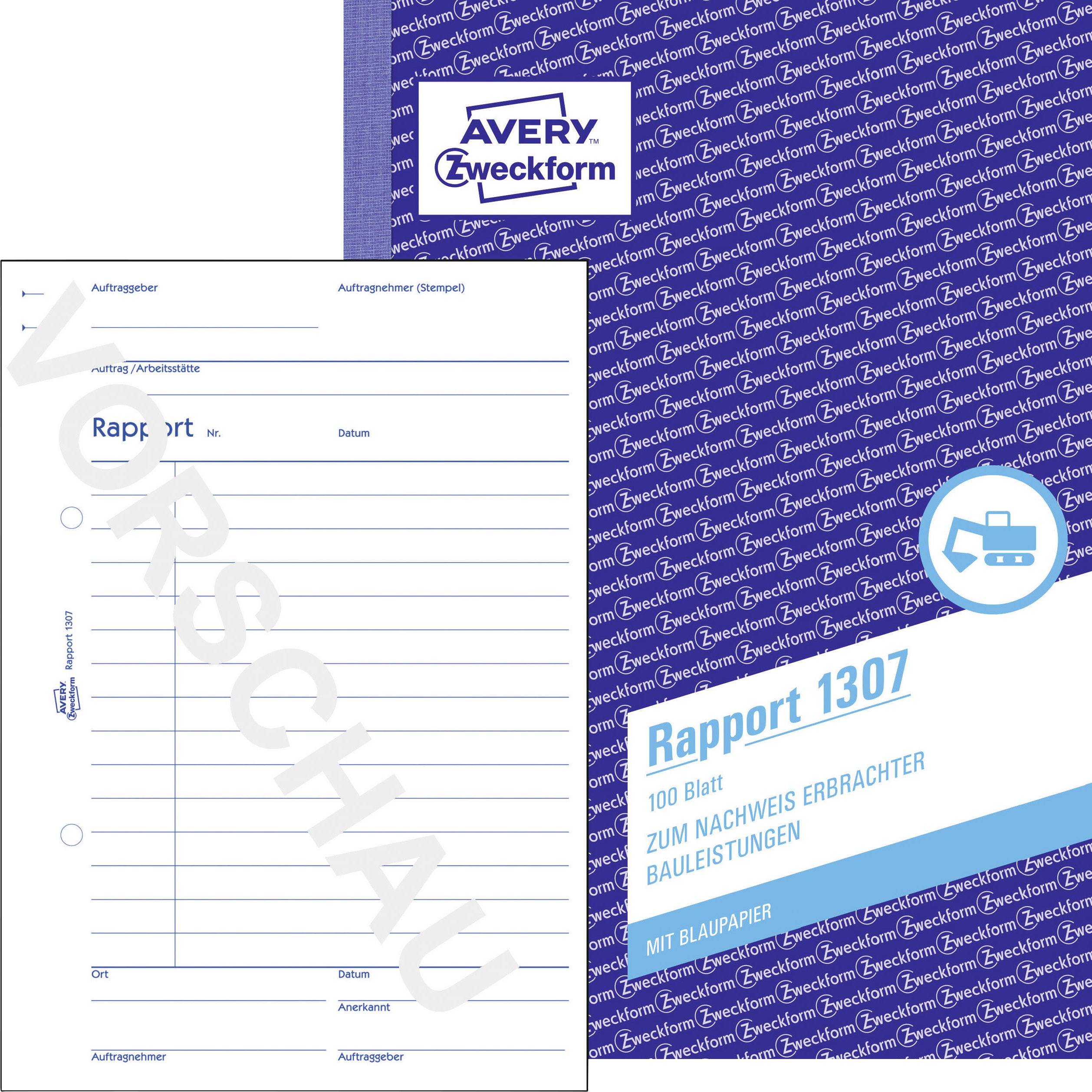 Avery Zweckform 1307 Rapport, A5, mit Blaupapier, 100 Blatt