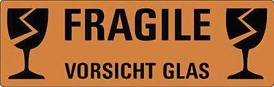 Avery Zweckform - Versandetikett - FRAGILE / VORSICHT GLAS - fluoreszierend rot (Packung mit 10)