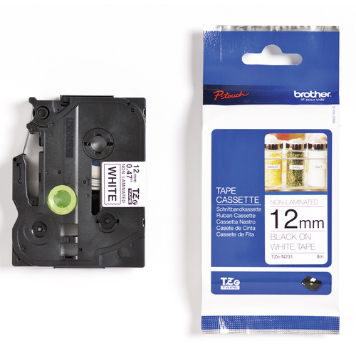 Labelling tape (not laminated) Brother TZe, TZ TZe-N231 Tape colour: White Font colour:Black 12 mm 8 m