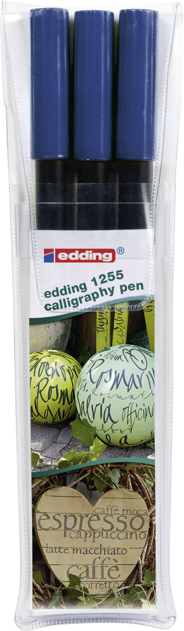 Kalligrafie-Stift edding 1255 3 Strichbreiten stahlblau VE=3 Stück