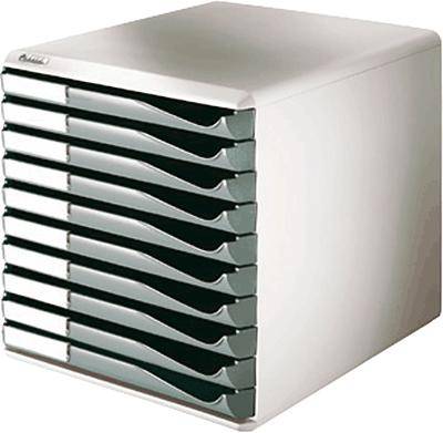 Leitz Schubladenbox 52810089 DIN A4 10Schubfächer lichtgr/d.gr