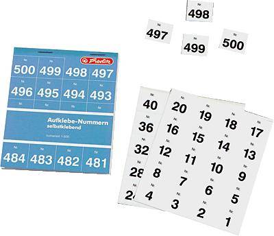 herlitz Aufklebenummern 1-500/791871 weiß Inh.500