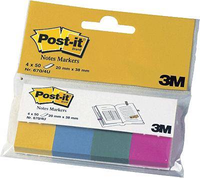 Post-it Page Markers/670-4U 20x38 mm ultra sortiert im Etui Inh.4x 50 Blatt