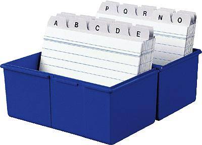 HAN SIGNAL 978-14 Karteibox Blau DIN A8 quer Stahlscharnier, Deckel als zusätzlicher Trog nutzbar