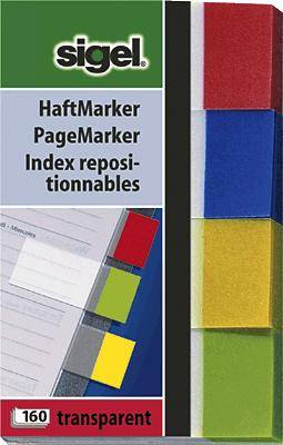 sigel Haftmarker Transparent/HN670 50x 80 mm grün/gelb/blau/rot Inh.160