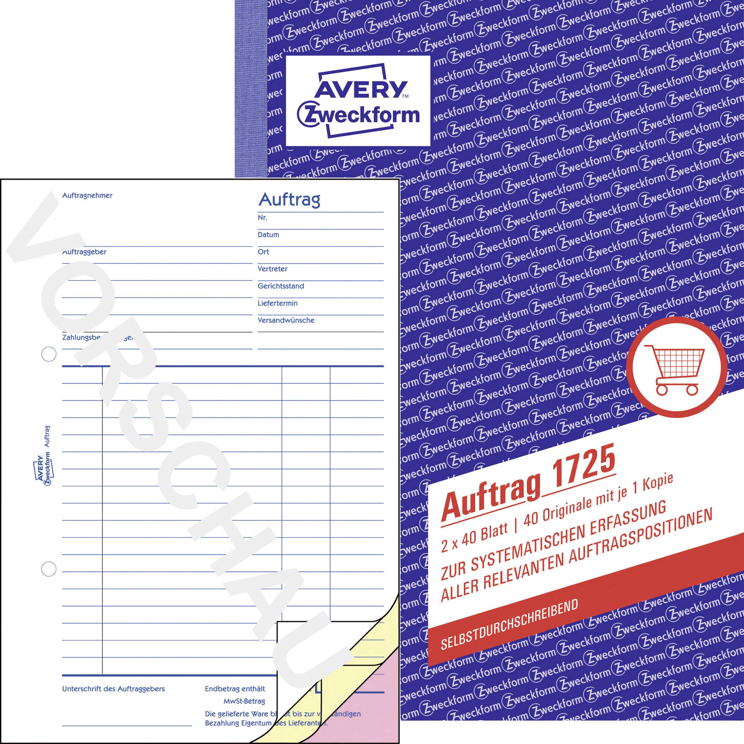 Avery-Zweckform Auftragsformular 1725 DIN A5 hoch Anzahl der Blätter: 80