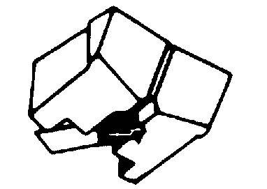 Schwarz-weiße schematische Zeichnung eines abstrakten geometrischen Objekts mit unregelmäßig geformten, verbundenen Linien und Flächen.
