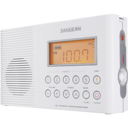 Sangean AQUATIC 201 H-201 Badradio UKW, MW Taschenlampe, wasserdicht Weiß