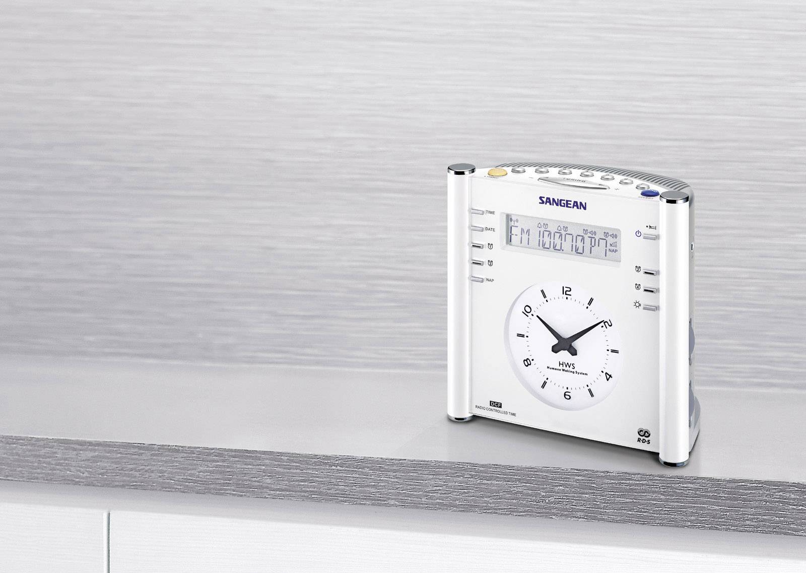 Sangean Atomic 30 Radiowecker UKW, MW AUX Weiß