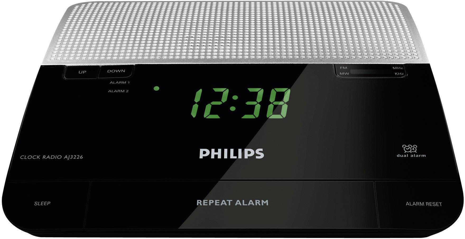 Philips AJ3226 Radiowecker UKW, MW Schwarz, Silber