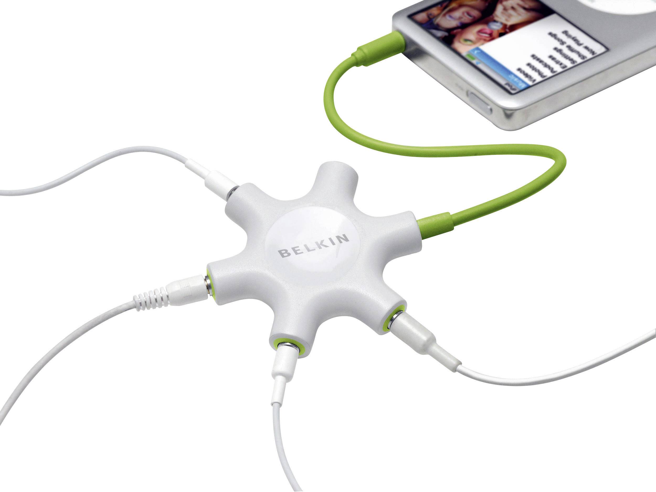 Belkin F8Z274bt Rockstar Klinke Audio Y-Adapter [1x Klinkenstecker 3.5 mm - 5x Klinkenbuchse 3.5 mm] Grün