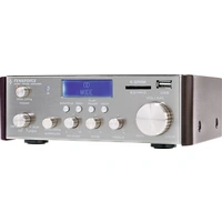 Renkforce E-SA9M Stereo-Verstärker 2 x 12 W Silber (metallic), Dunkelbraun USB Renkforce E-SA9M Stereo-Verstärker 2 x 12 W Silber (metallic), Dunkelbraun USB