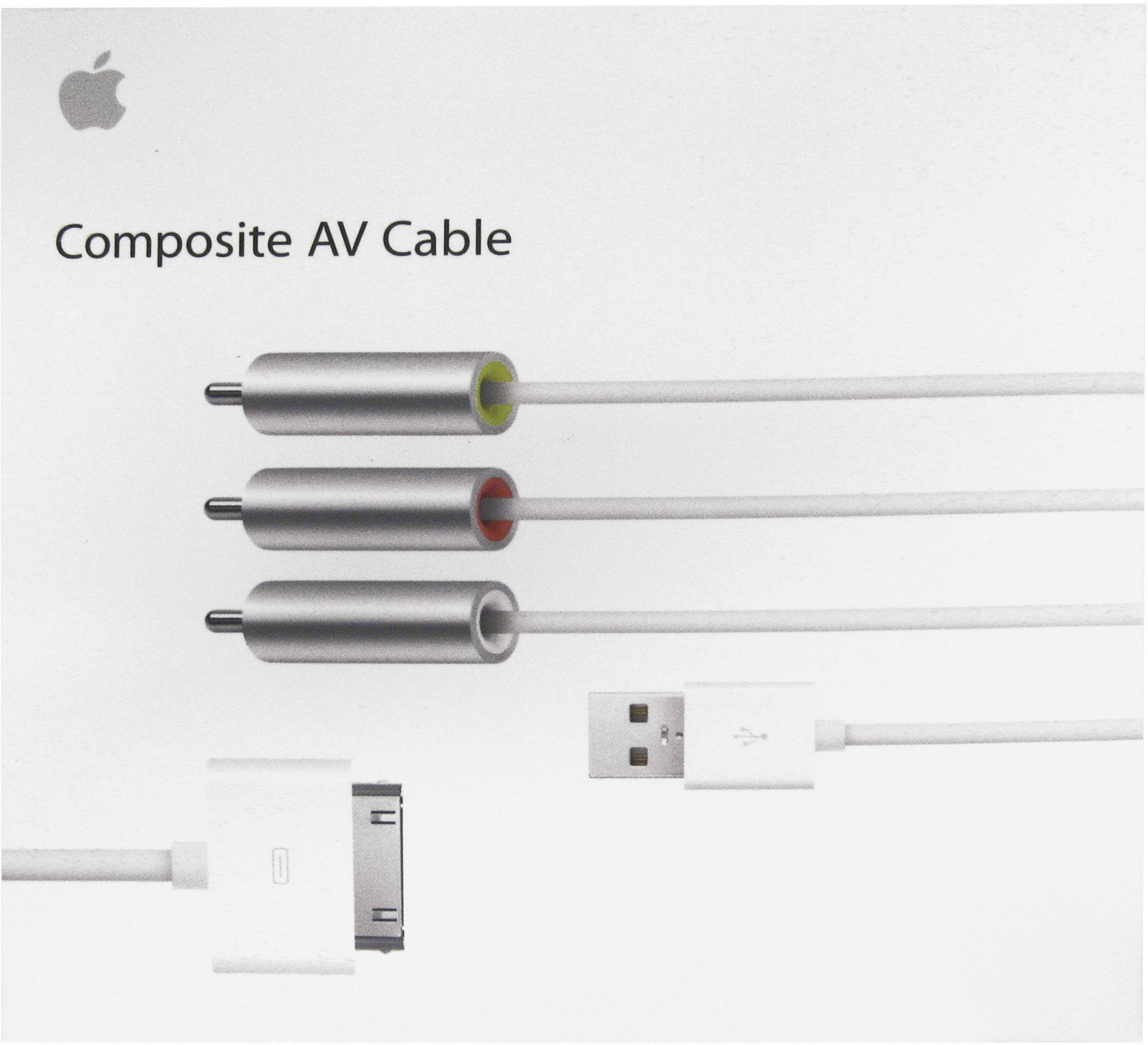 Apple iPad, iPhone, iPod Anschlusskabel [1x Apple Dock-Stecker 30pol. - 3x Cinch-Stecker, USB 2.0 Stecker A] 1.50 m Weiß
