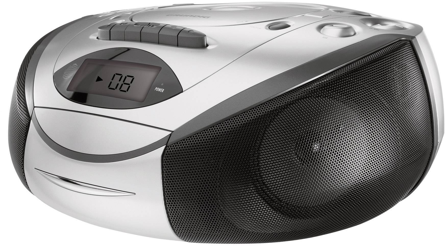 Grundig RRCD 3720 DEC CD-Radio UKW, MW CD, Kassette, SD, USB Silber