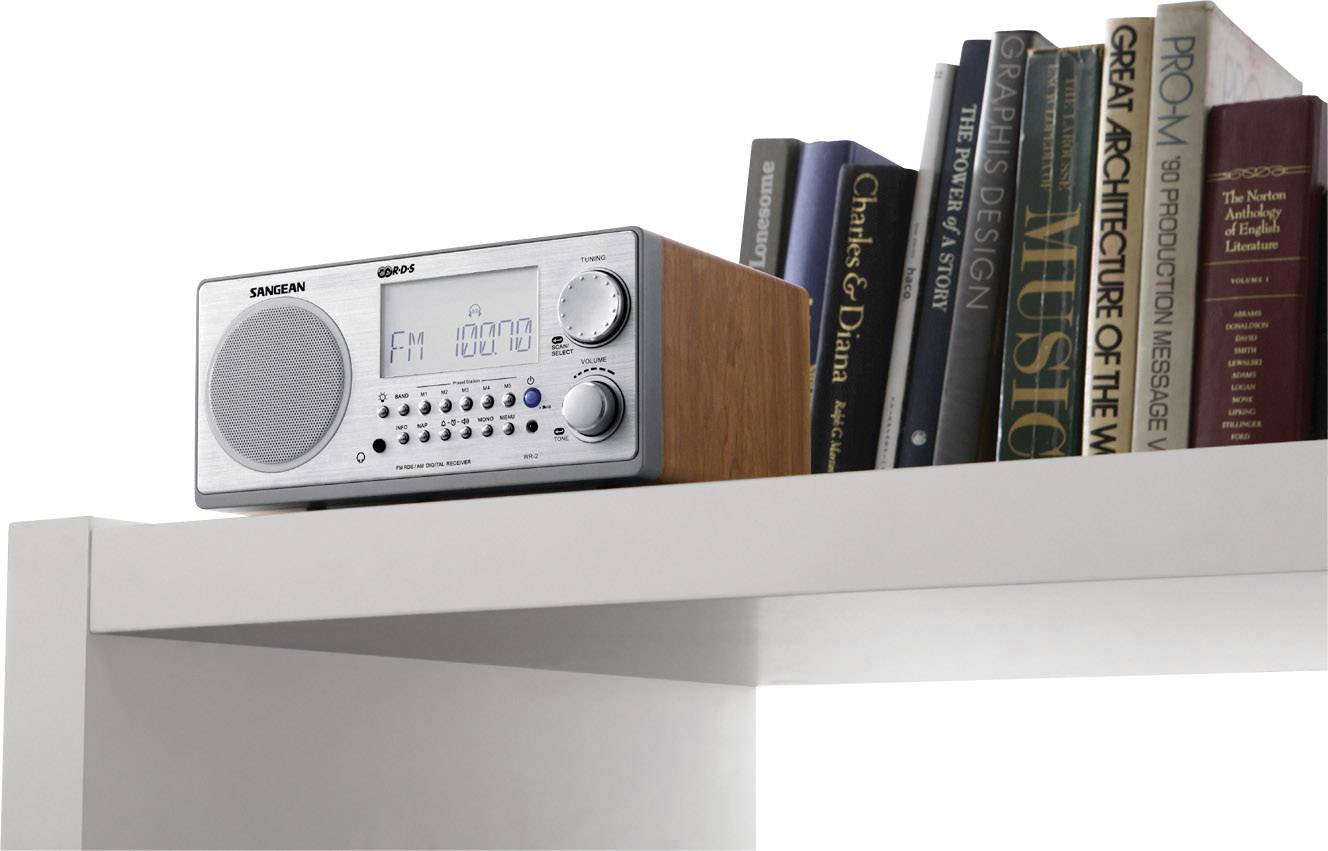 Sangean WR-2 Tischradio UKW, MW AUX Walnuss, Silber